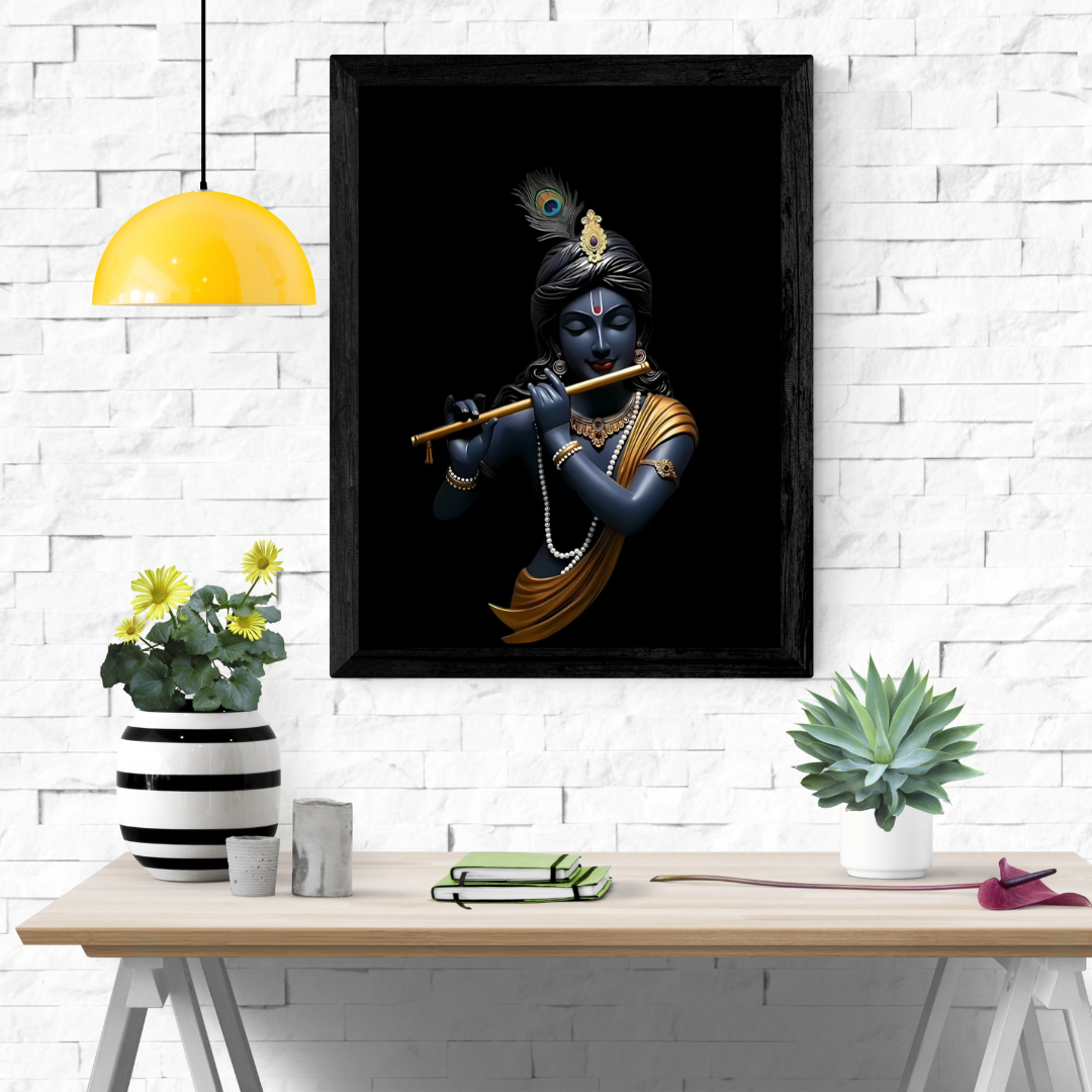Dekozi Krishna Wall Art – Divine Portrait | Framed Canvas & Photo Print for Spiritual Home & Office Decor
