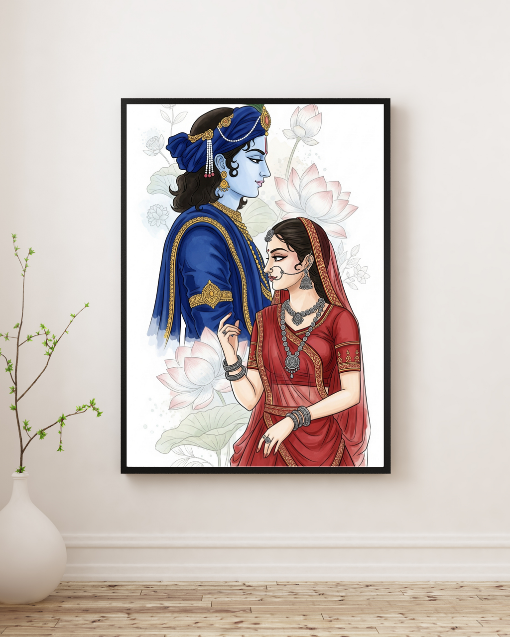 Dekozi Krishna Wall Art – Divine Portrait | Framed Canvas & Photo Print for Spiritual Home & Office Decor