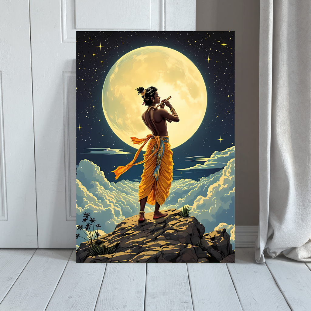 Dekozi Krishna Wall Art – Divine Portrait | Framed Canvas & Photo Print for Spiritual Home & Office Decor
