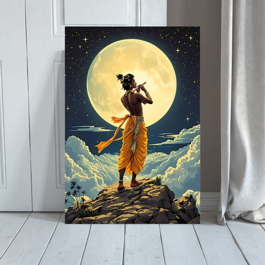 Dekozi Krishna Wall Art – Divine Portrait | Framed Canvas & Photo Print for Spiritual Home & Office Decor