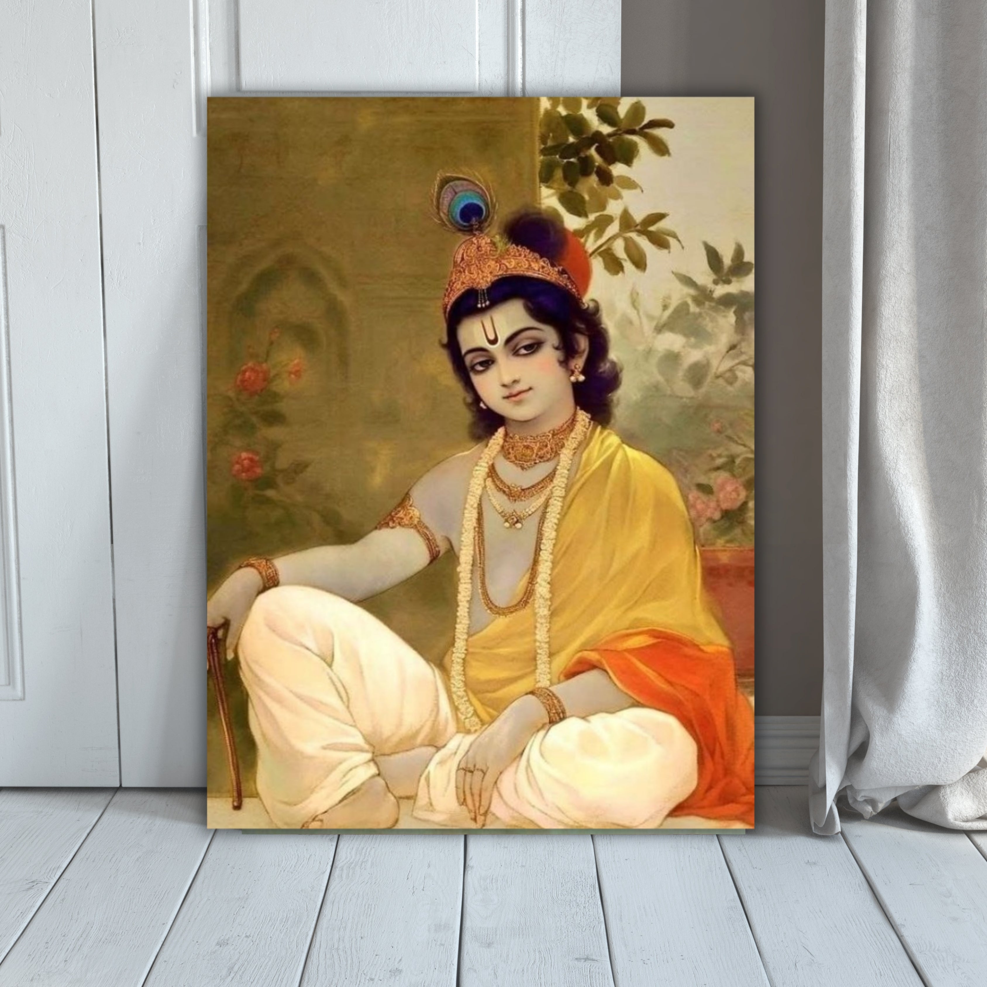 Dekozi Krishna Wall Art – Divine Portrait | Framed Canvas & Photo Print for Spiritual Home & Office Decor