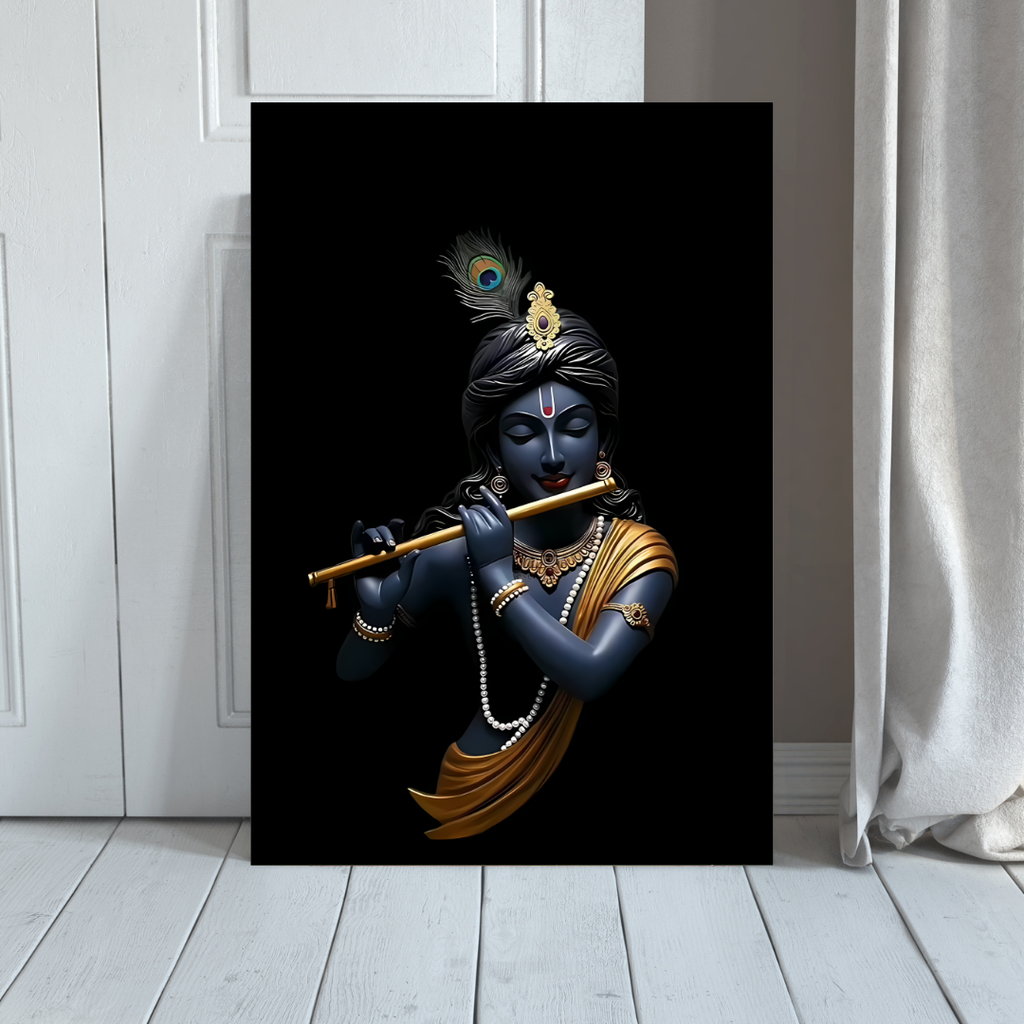 Dekozi Krishna Wall Art – Divine Portrait | Framed Canvas & Photo Print for Spiritual Home & Office Decor