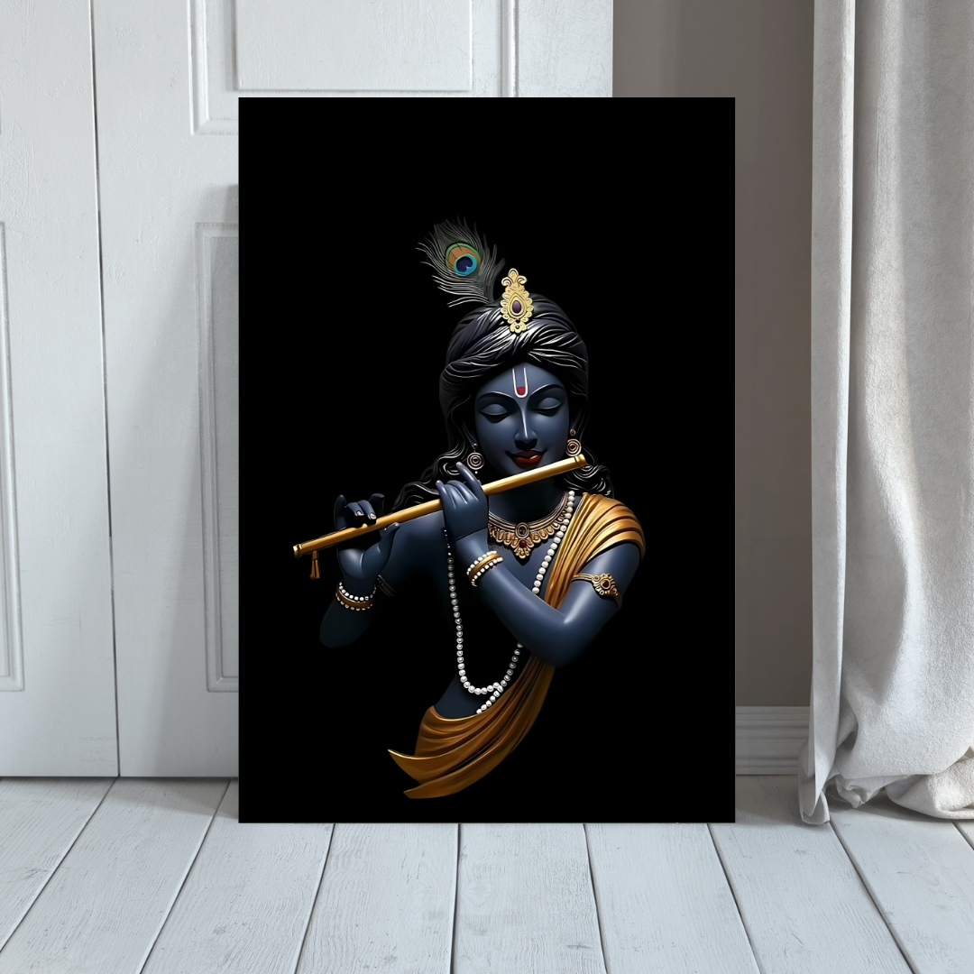 Dekozi Krishna Wall Art – Divine Portrait | Framed Canvas & Photo Print for Spiritual Home & Office Decor