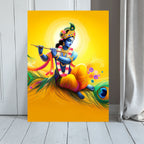 Dekozi Krishna Wall Art – Divine Portrait | Framed Canvas & Photo Print for Spiritual Home & Office Decor