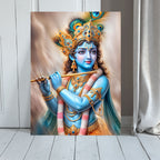 Dekozi Krishna Wall Art – Divine Portrait | Framed Canvas & Photo Print for Spiritual Home & Office Decor