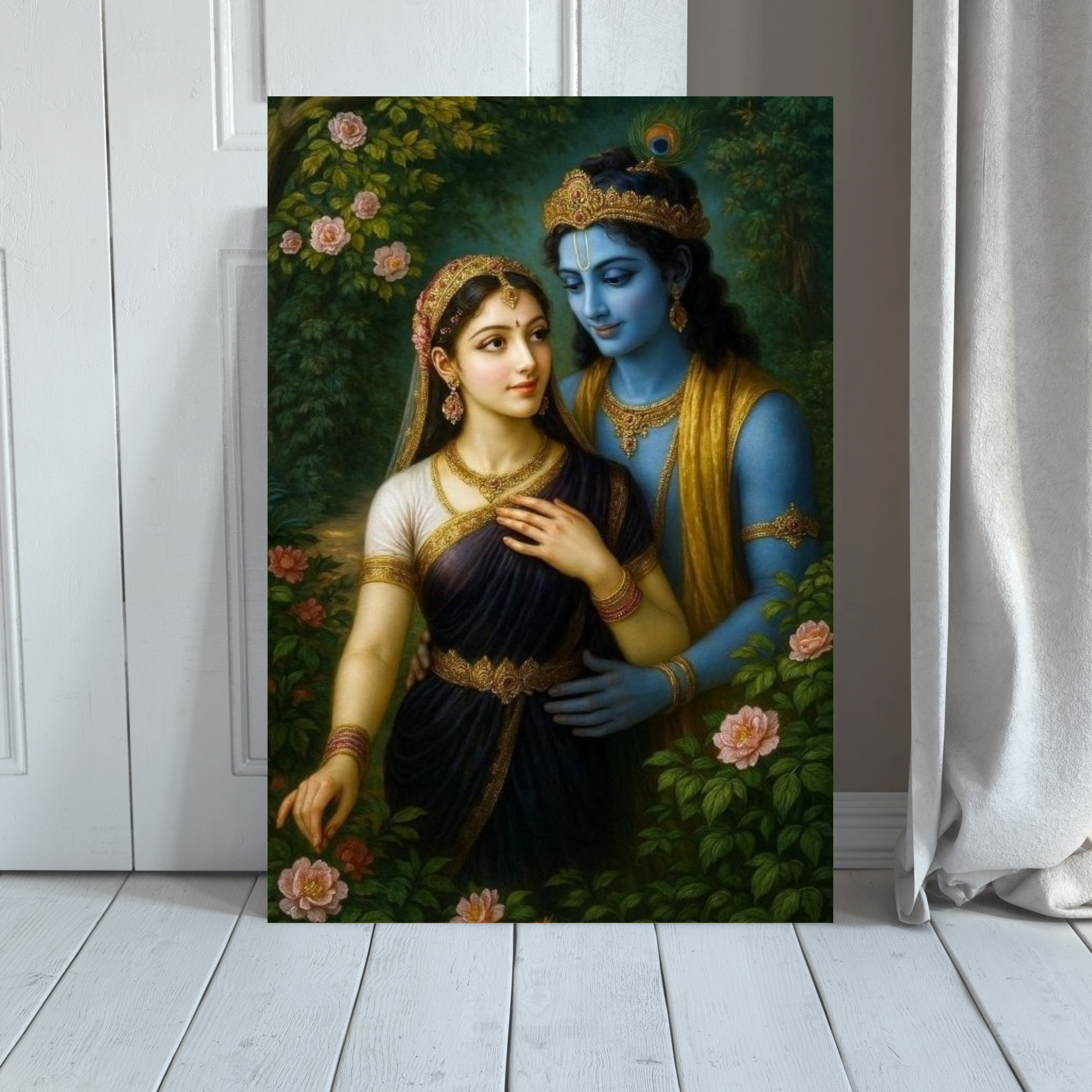 Dekozi Krishna Wall Art – Divine Portrait | Framed Canvas & Photo Print for Spiritual Home & Office Decor