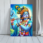 Dekozi Krishna Wall Art – Divine Portrait | Framed Canvas & Photo Print for Spiritual Home & Office Decor