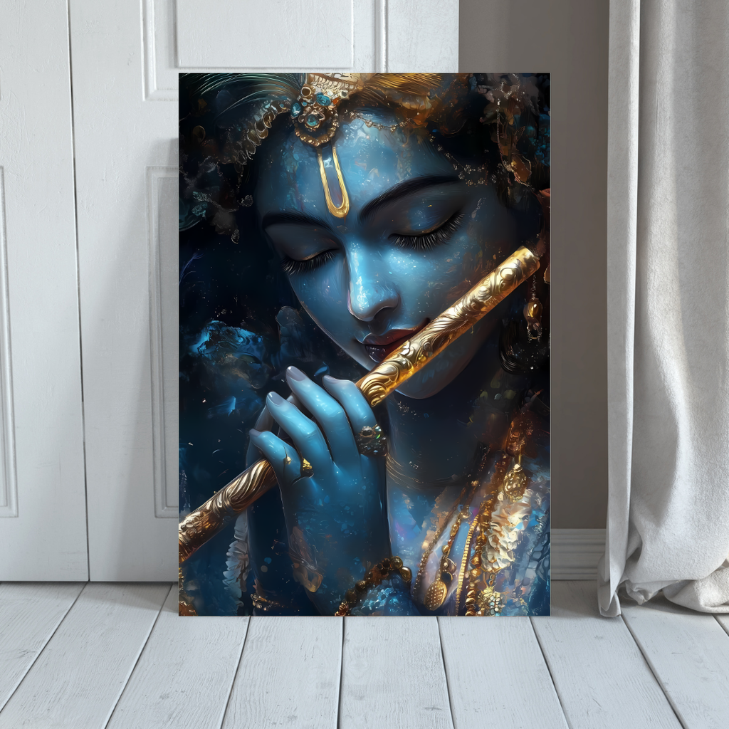 Dekozi Krishna Wall Art – Divine Portrait | Framed Canvas & Photo Print for Spiritual Home & Office Decor