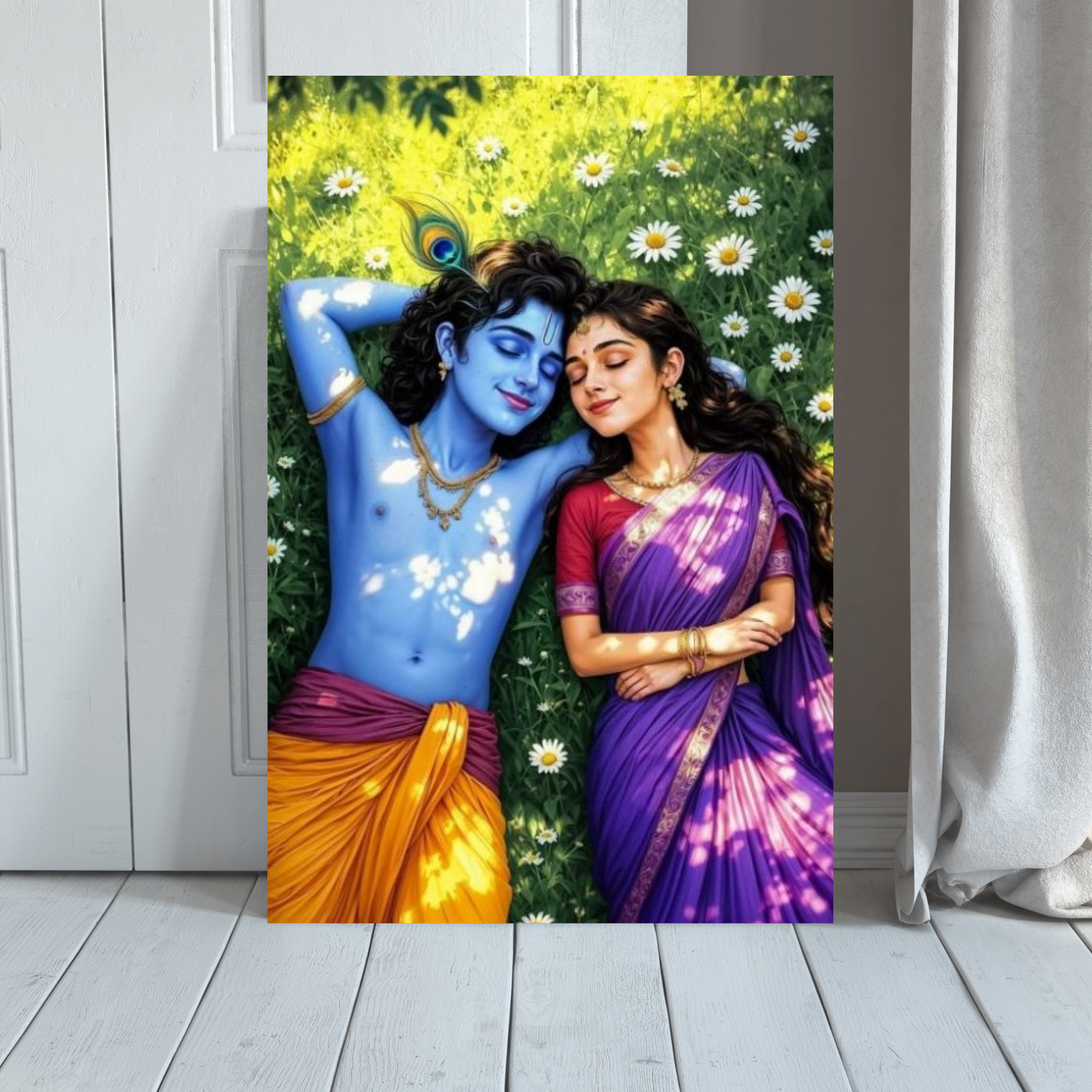Dekozi Krishna Wall Art – Divine Portrait | Framed Canvas & Photo Print for Spiritual Home & Office Decor