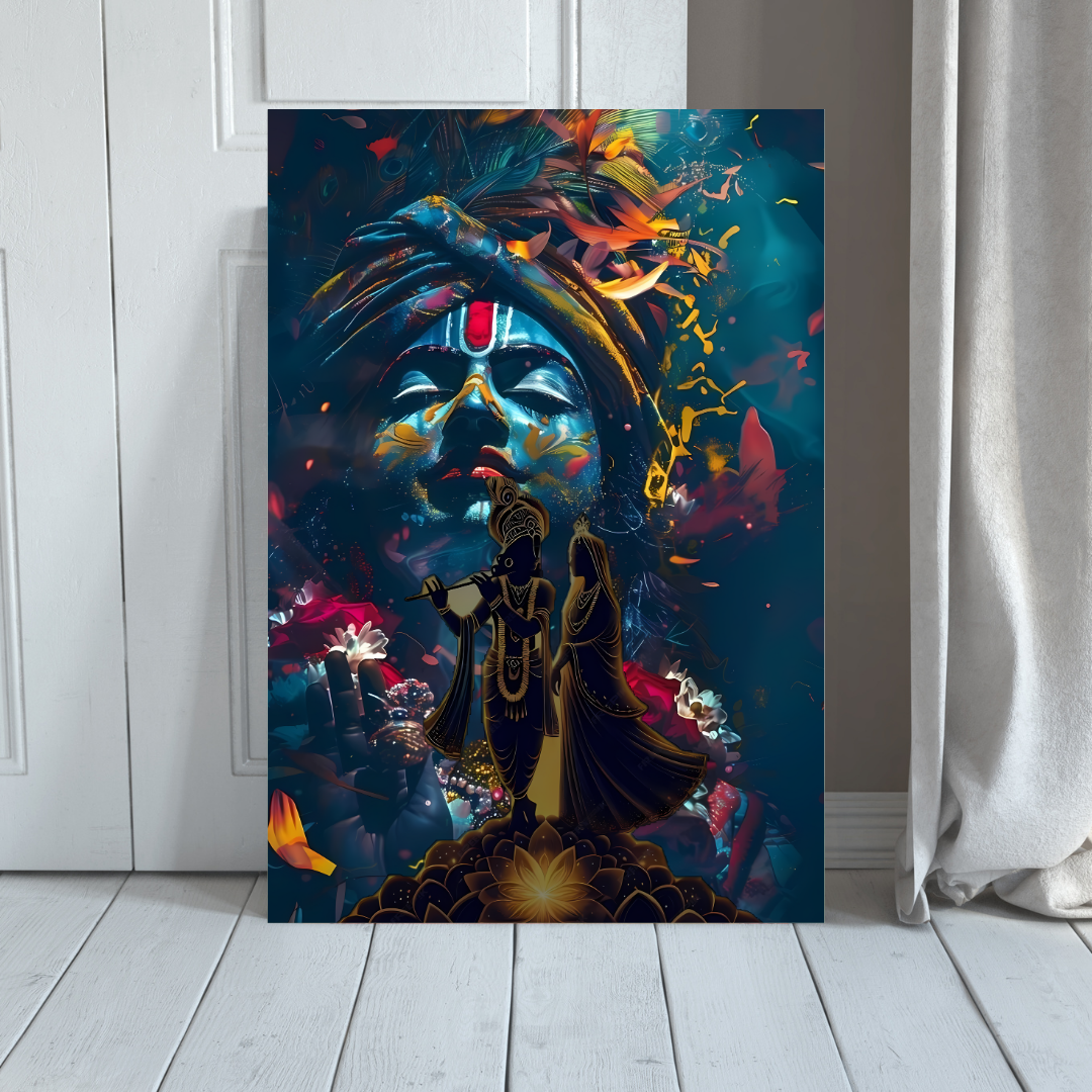 Dekozi Krishna Wall Art – Divine Portrait | Framed Canvas & Photo Print for Spiritual Home & Office Decor