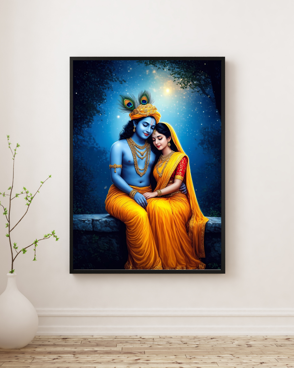 Dekozi Krishna Wall Art – Divine Portrait | Framed Canvas & Photo Print for Spiritual Home & Office Decor