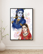 Dekozi Krishna Wall Art – Divine Portrait | Framed Canvas & Photo Print for Spiritual Home & Office Decor