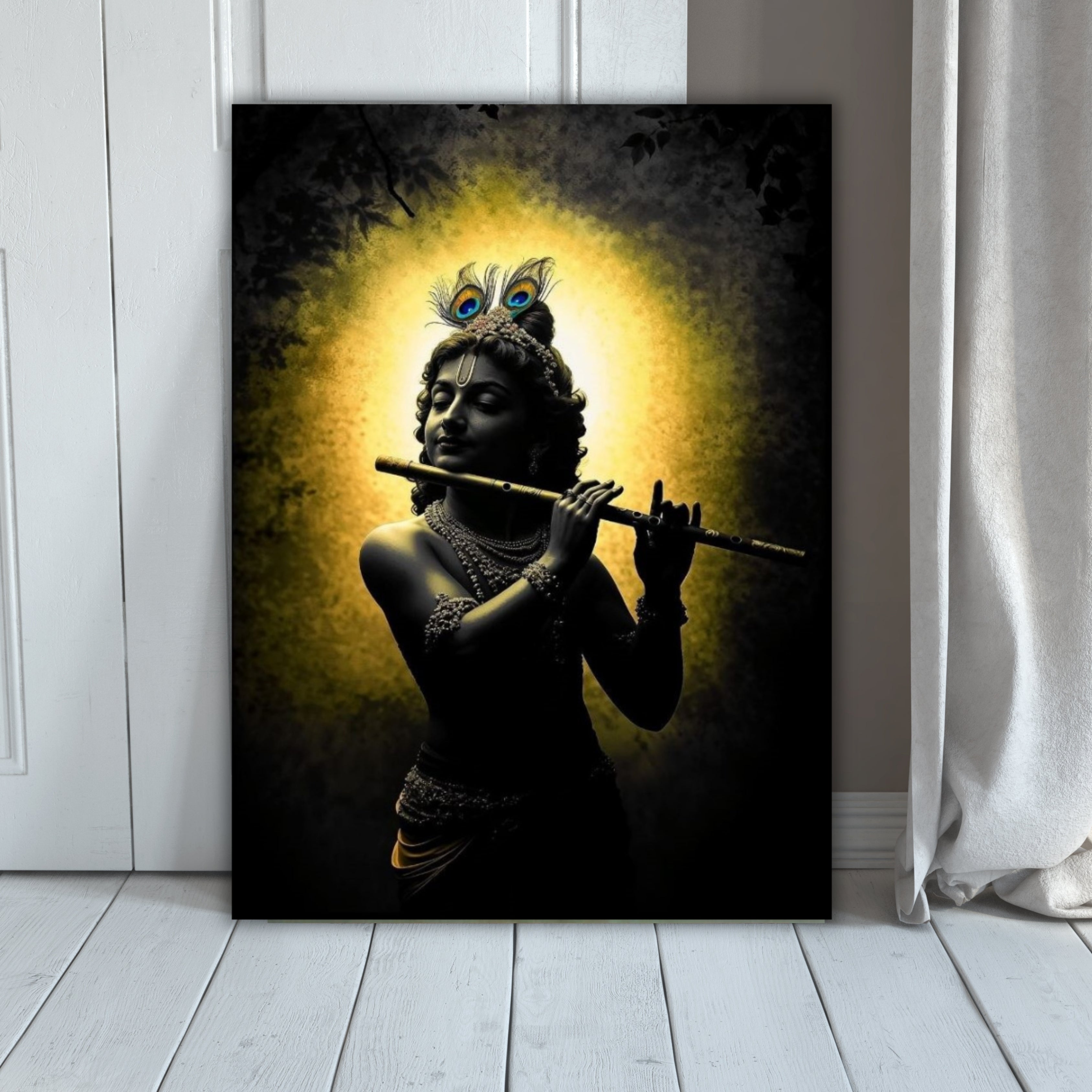 Dekozi Krishna with Flute Wall Art – Divine Portrait