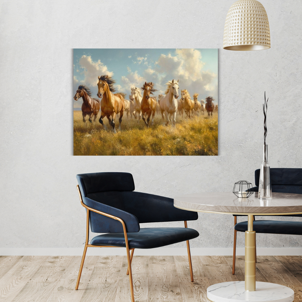 Seven Horses Vastu Photo Frame Wall Art with Frame