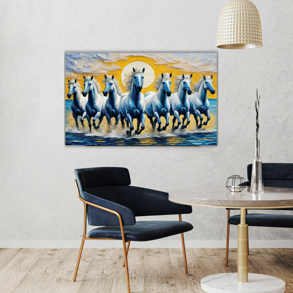 Seven Horses Vastu Photo Frame Wall Art with Frame