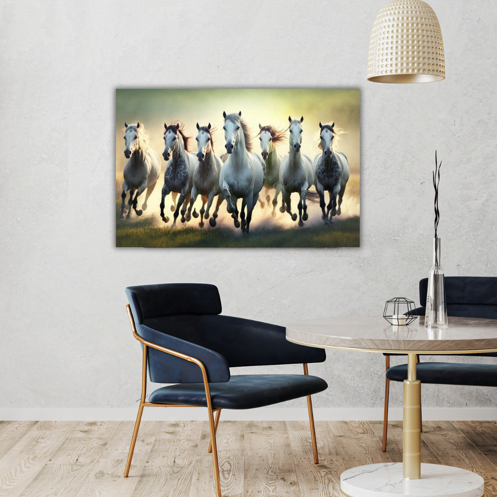 Seven Horses Vastu Photo Frame Wall Art with Frame