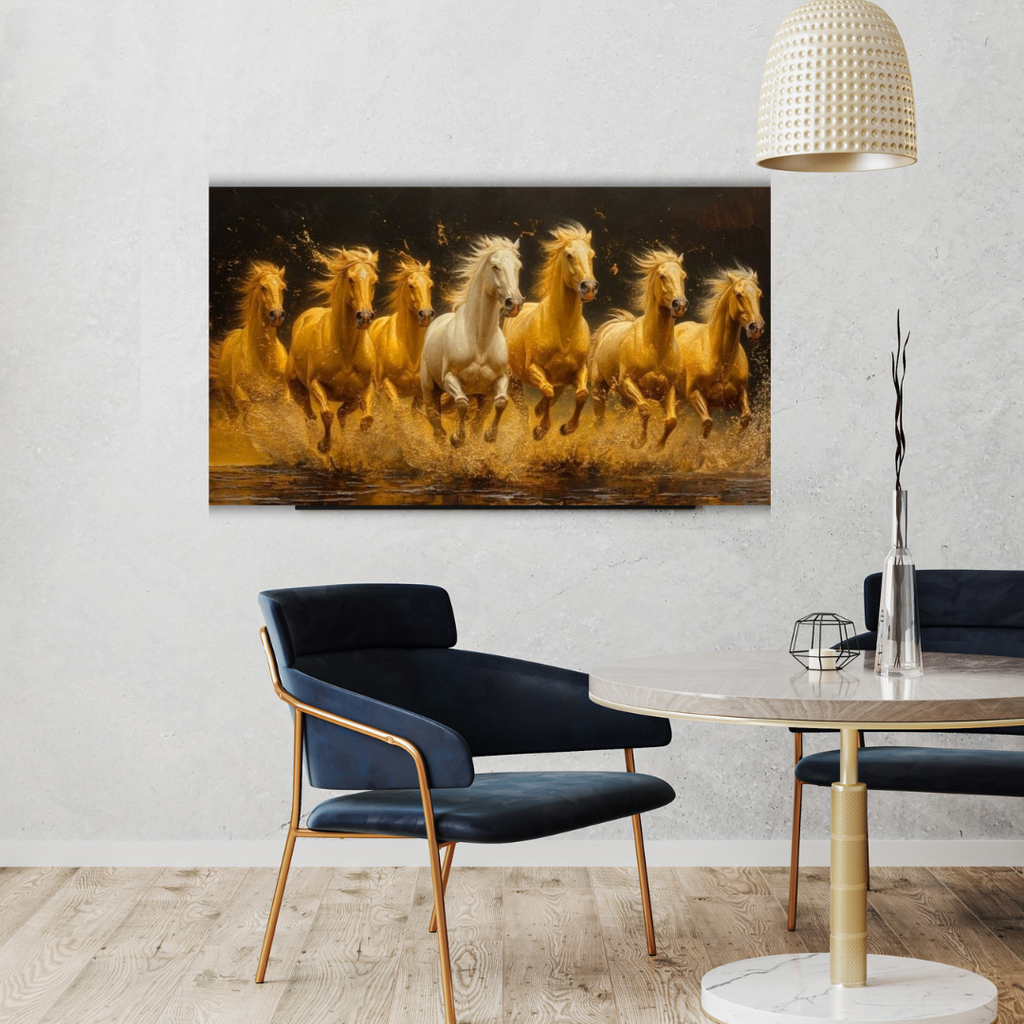 Seven Horses Vastu Photo Frame Wall Art with Frame