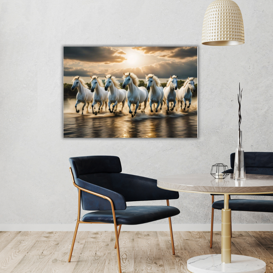 Seven Horses Vastu Photo Frame Wall Art with Frame
