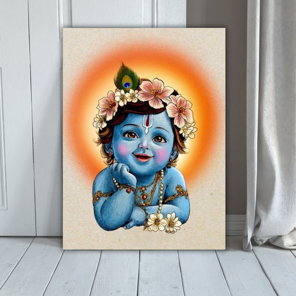 Little Krishna Wall Art – Divine Portrait