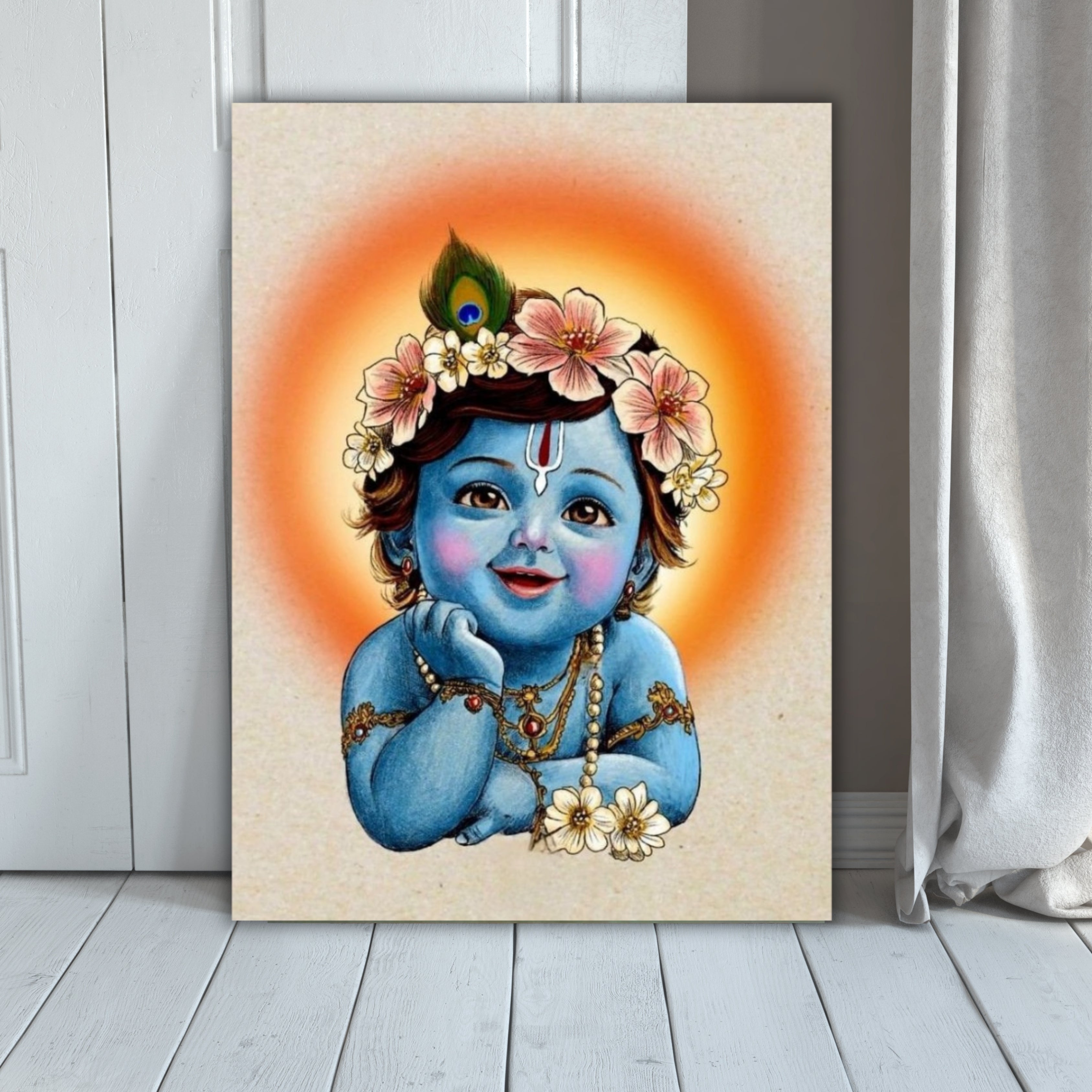 Little Krishna Wall Art – Divine Portrait