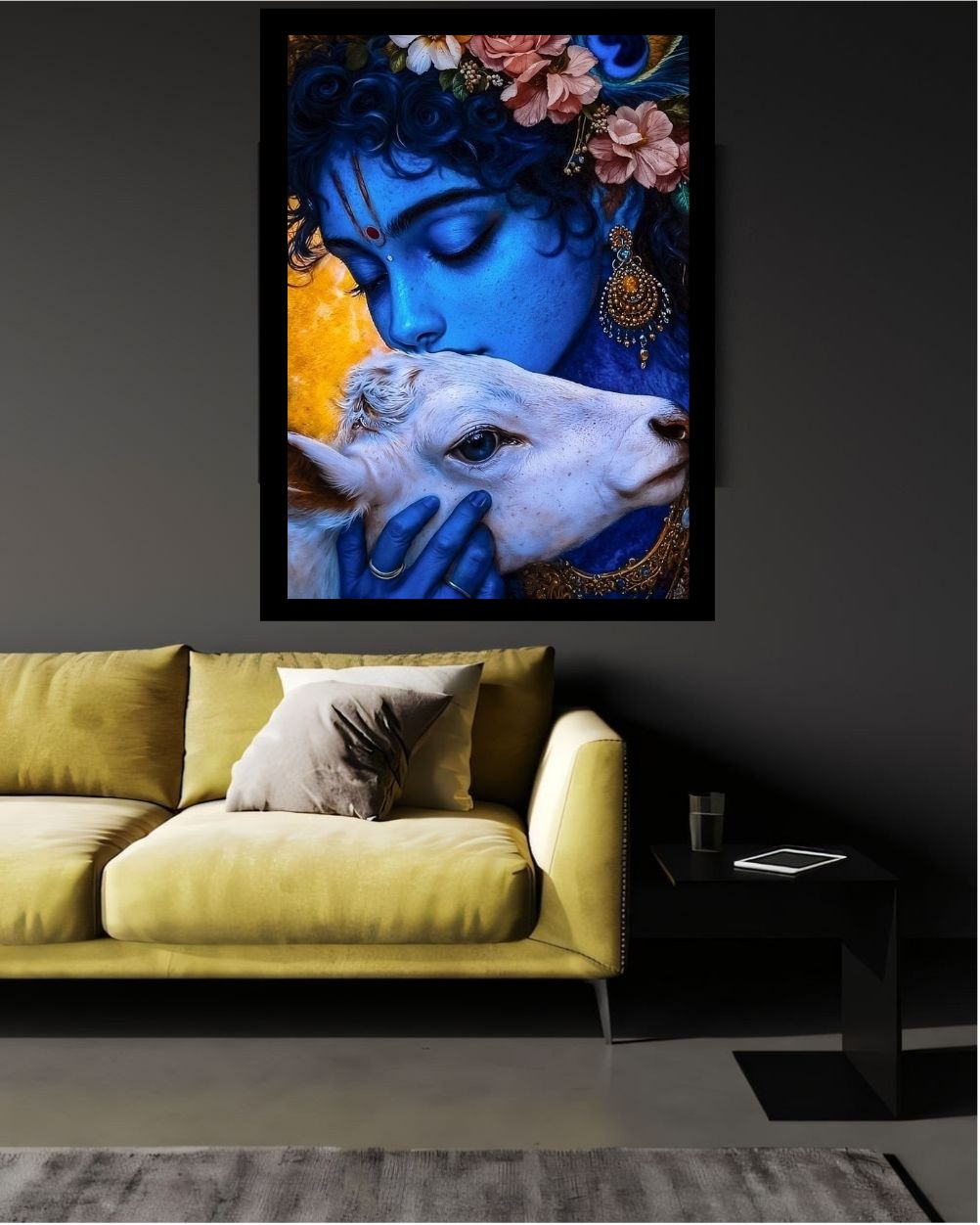 Dekozi Krishna Wall Art – Divine Portrait | Framed Canvas & Photo Print for Spiritual Home & Office Decor