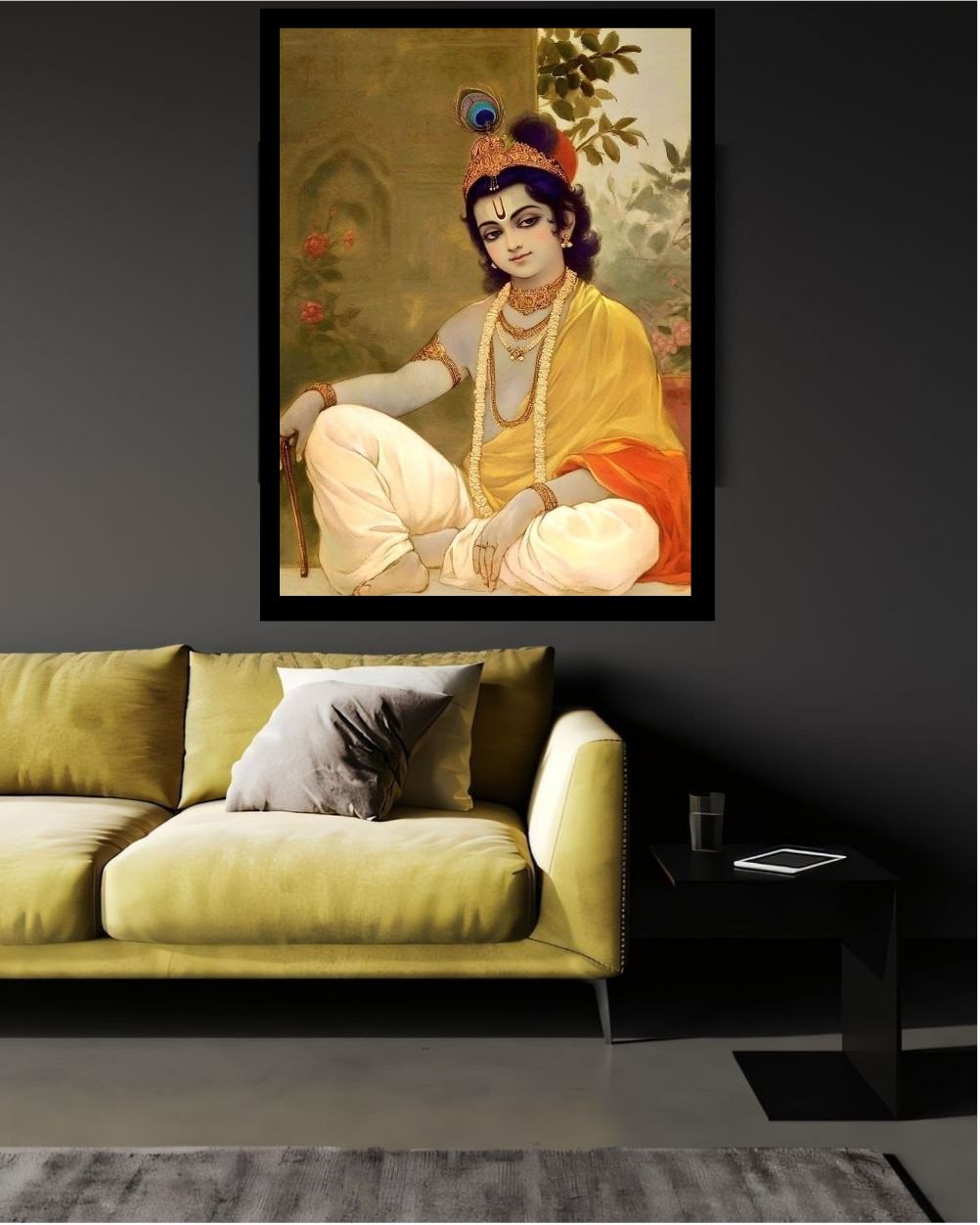 Dekozi Krishna Wall Art – Divine Portrait | Framed Canvas & Photo Print for Spiritual Home & Office Decor