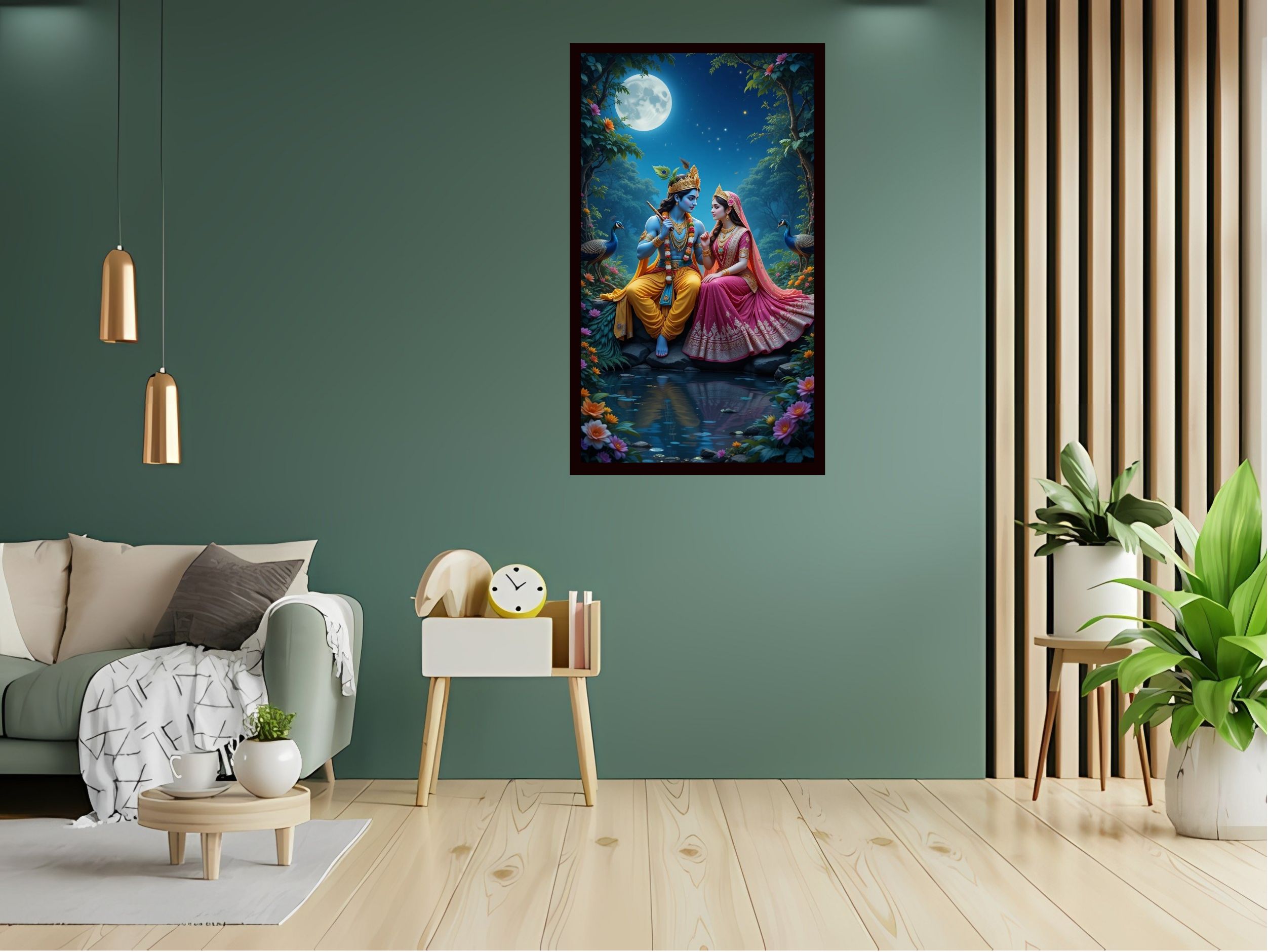 Dekozi Krishna Wall Art – Divine Portrait | Framed Canvas & Photo Print for Spiritual Home & Office Decor