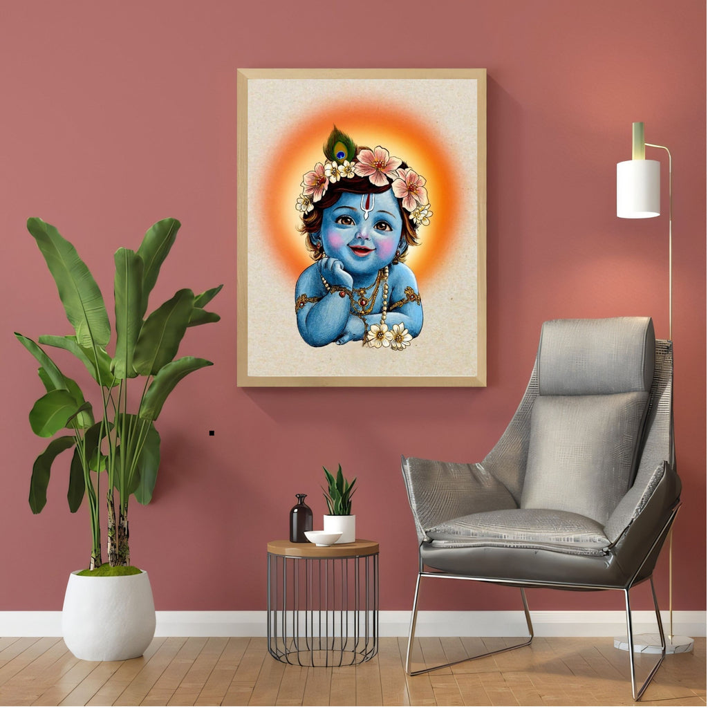 Little Krishna Wall Art – Divine Portrait