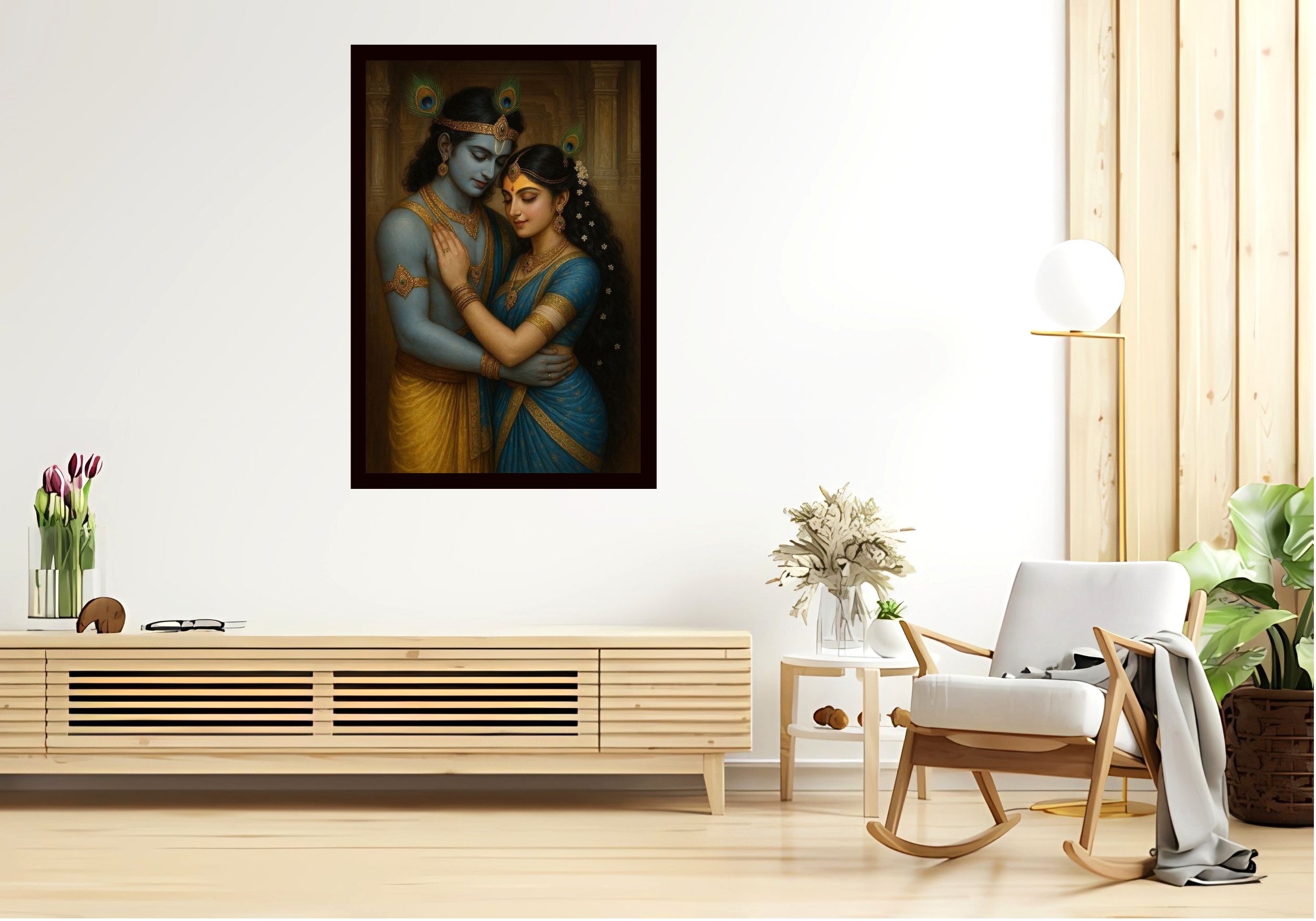 Dekozi Krishna Wall Art – Divine Portrait | Framed Canvas & Photo Print for Spiritual Home & Office Decor