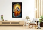 Dekozi Radha Krishna Wall Art – Divine Portrait | Framed Canvas & Photo Print for Spiritual Home & Office Decor