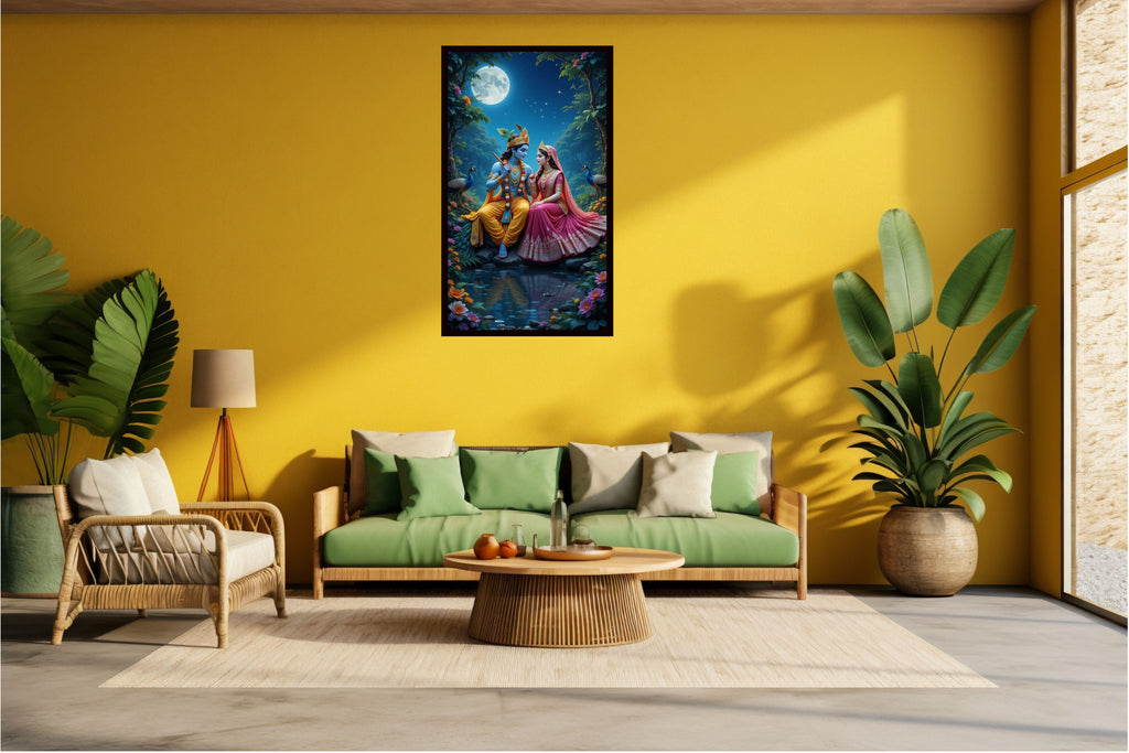 Dekozi Krishna Wall Art – Divine Portrait | Framed Canvas & Photo Print for Spiritual Home & Office Decor