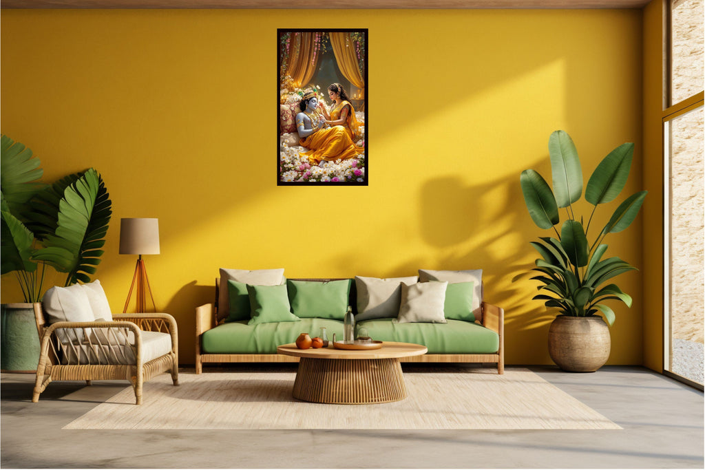 Dekozi Krishna Wall Art – Divine Portrait | Framed Canvas & Photo Print for Spiritual Home & Office Decor