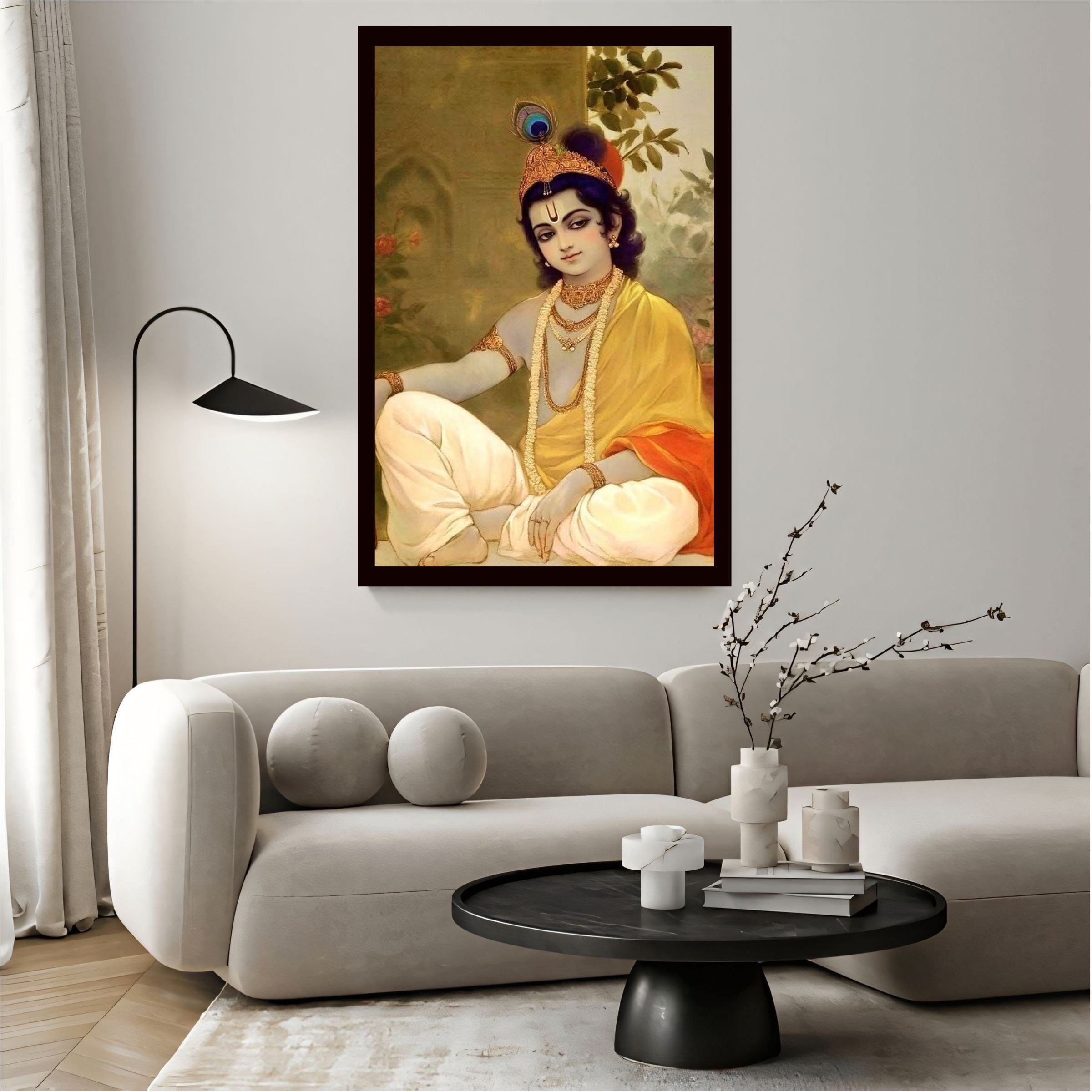 Dekozi Krishna Wall Art – Divine Portrait | Framed Canvas & Photo Print for Spiritual Home & Office Decor