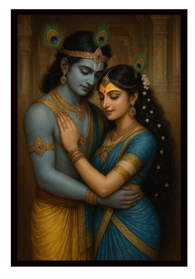 Dekozi Krishna Wall Art – Divine Portrait | Framed Canvas & Photo Print for Spiritual Home & Office Decor