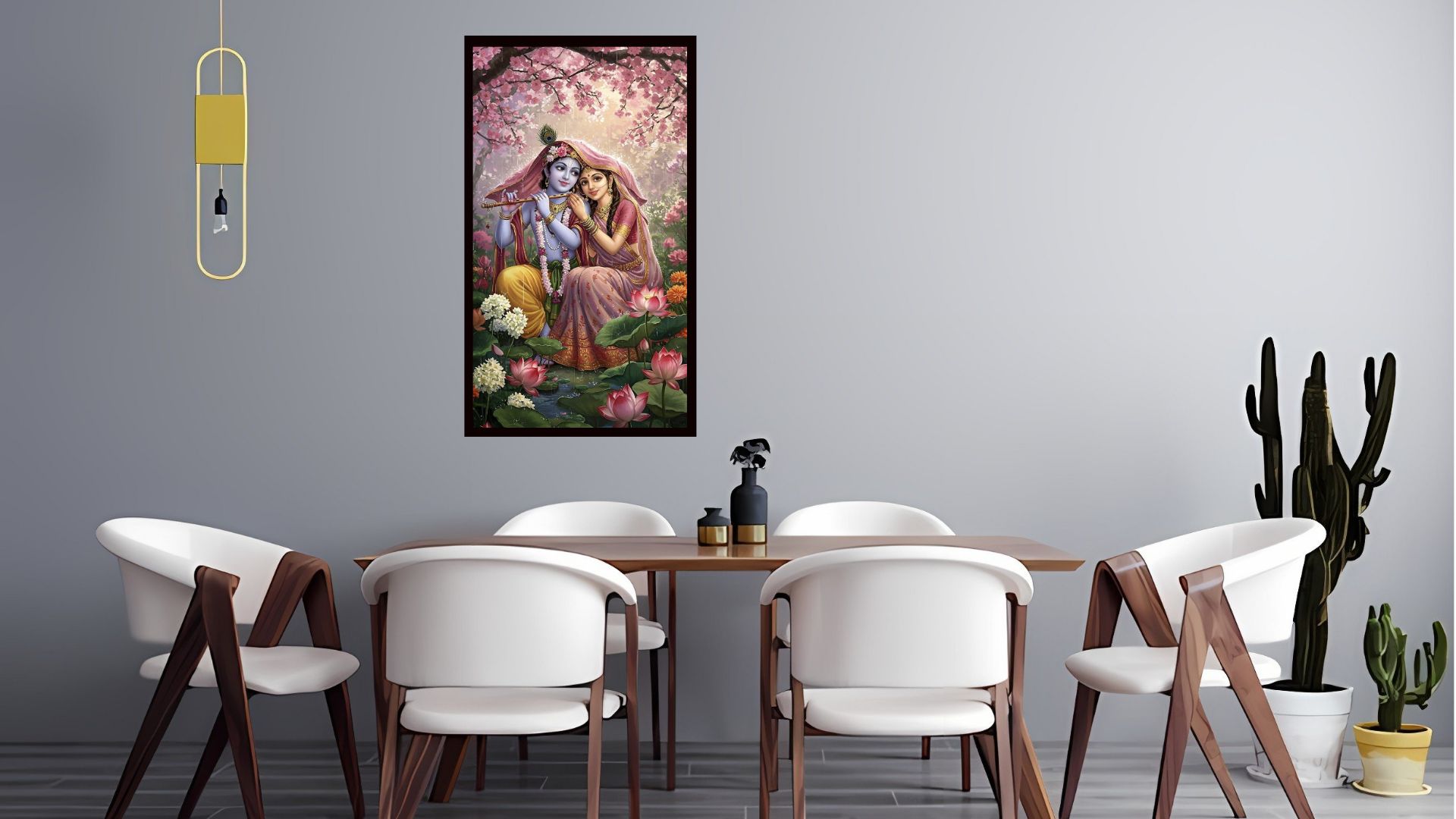Dekozi Radha Krishna Wall Art – Divine Portrait | Framed Canvas & Photo Print for Spiritual Home & Office Decor
