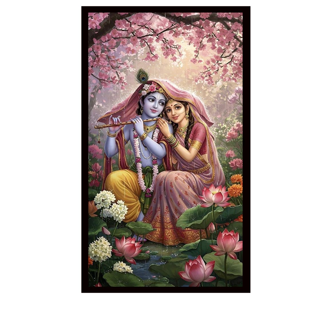 Dekozi Radha Krishna Wall Art – Divine Portrait | Framed Canvas & Photo Print for Spiritual Home & Office Decor