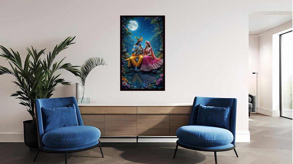 Dekozi Krishna Wall Art – Divine Portrait | Framed Canvas & Photo Print for Spiritual Home & Office Decor