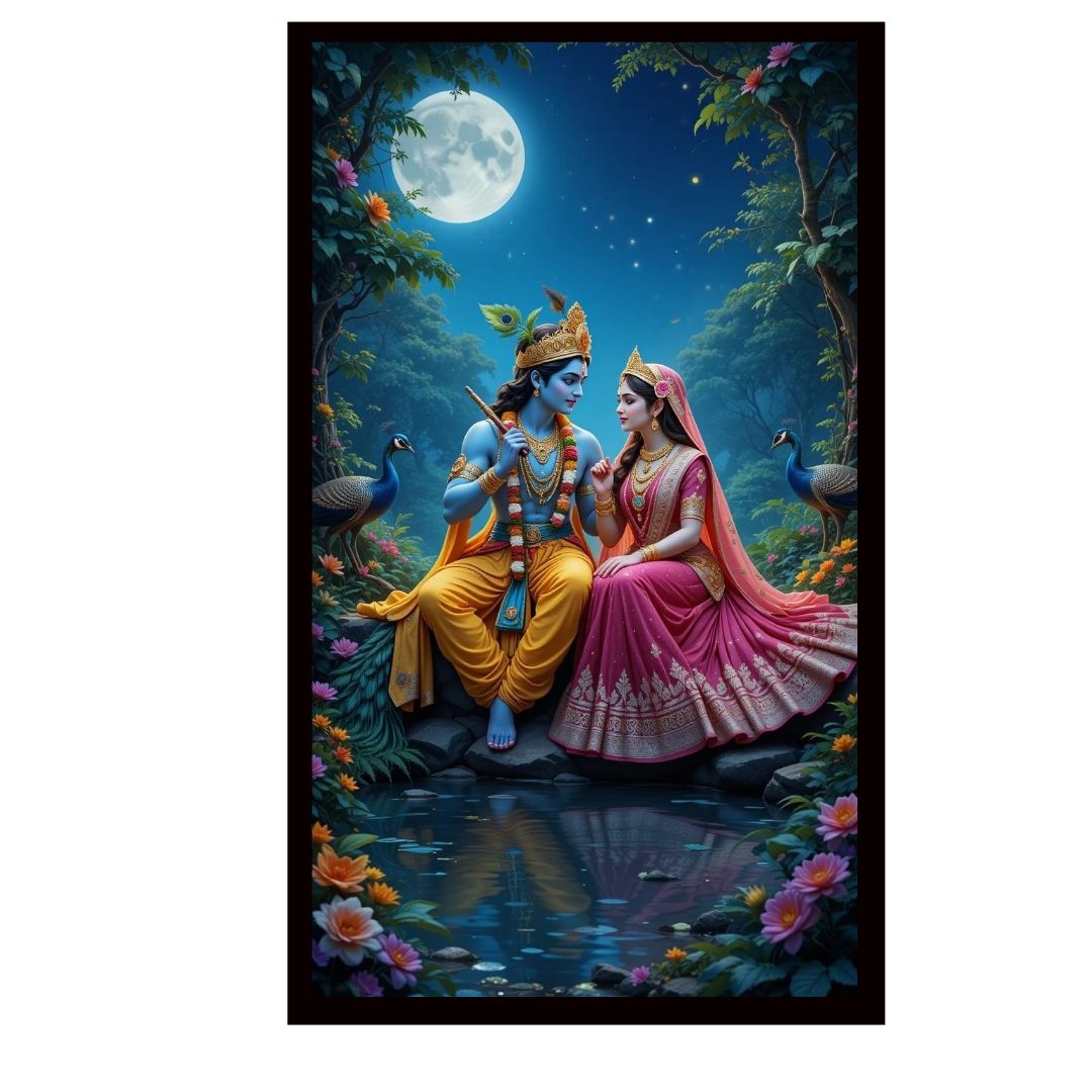 Dekozi Krishna Wall Art – Divine Portrait | Framed Canvas & Photo Print for Spiritual Home & Office Decor