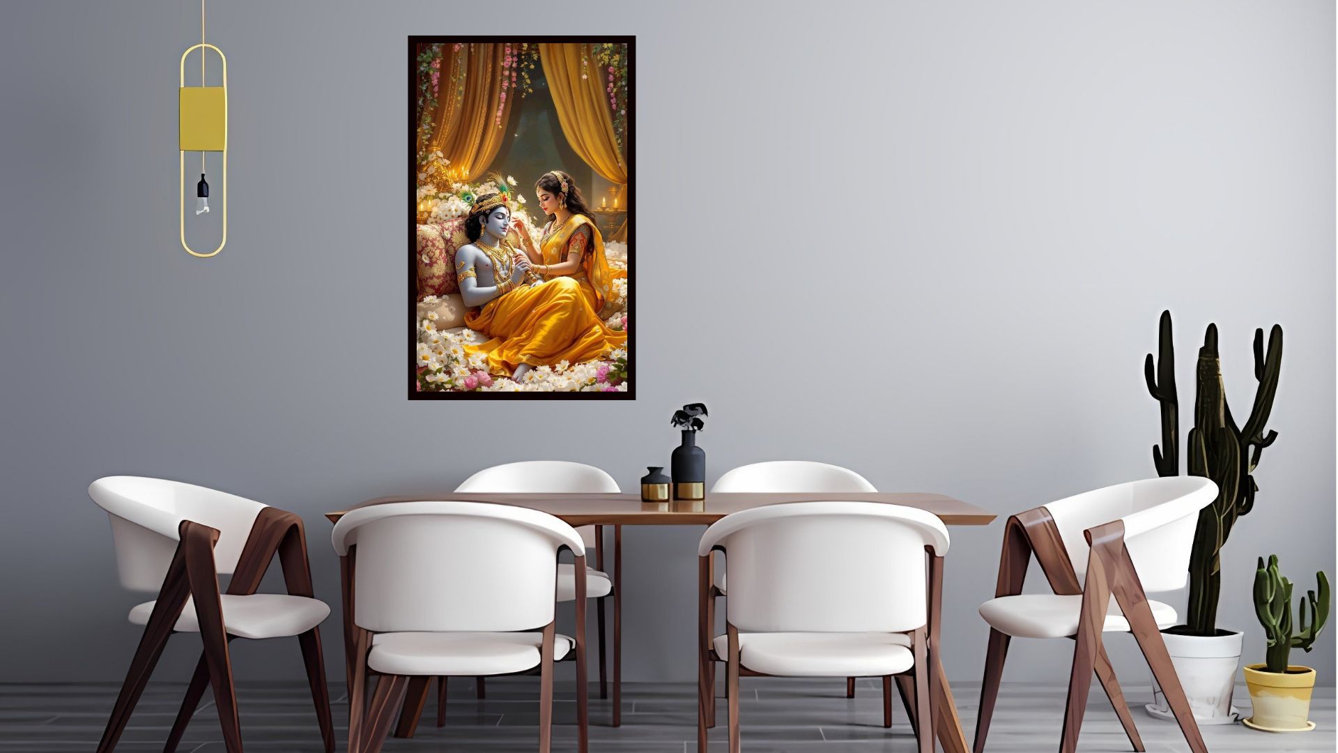 Dekozi Krishna Wall Art – Divine Portrait | Framed Canvas & Photo Print for Spiritual Home & Office Decor