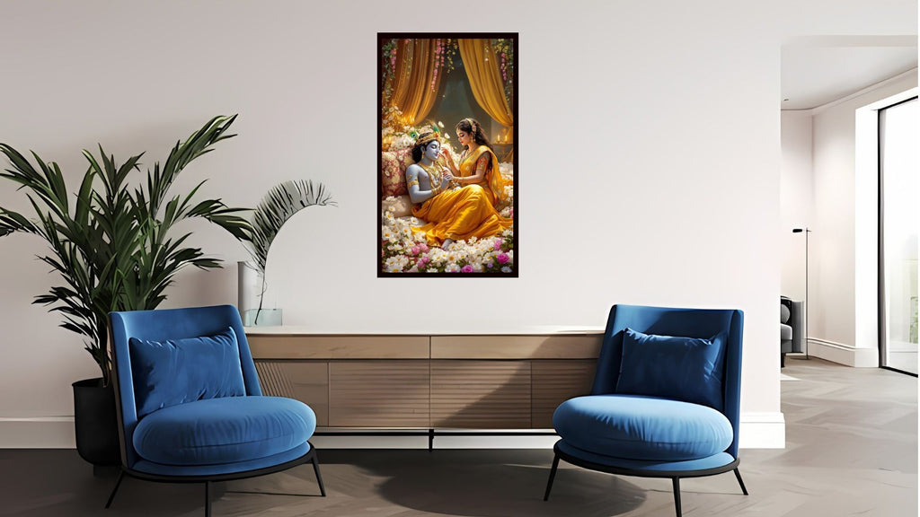 Dekozi Krishna Wall Art – Divine Portrait | Framed Canvas & Photo Print for Spiritual Home & Office Decor