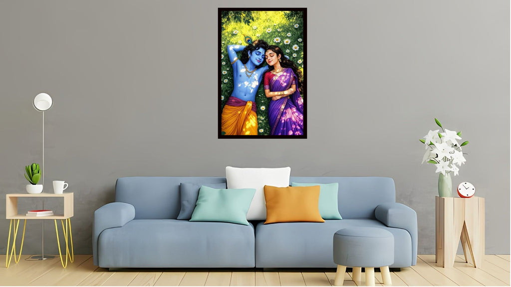 Dekozi Krishna Wall Art – Divine Portrait | Framed Canvas & Photo Print for Spiritual Home & Office Decor
