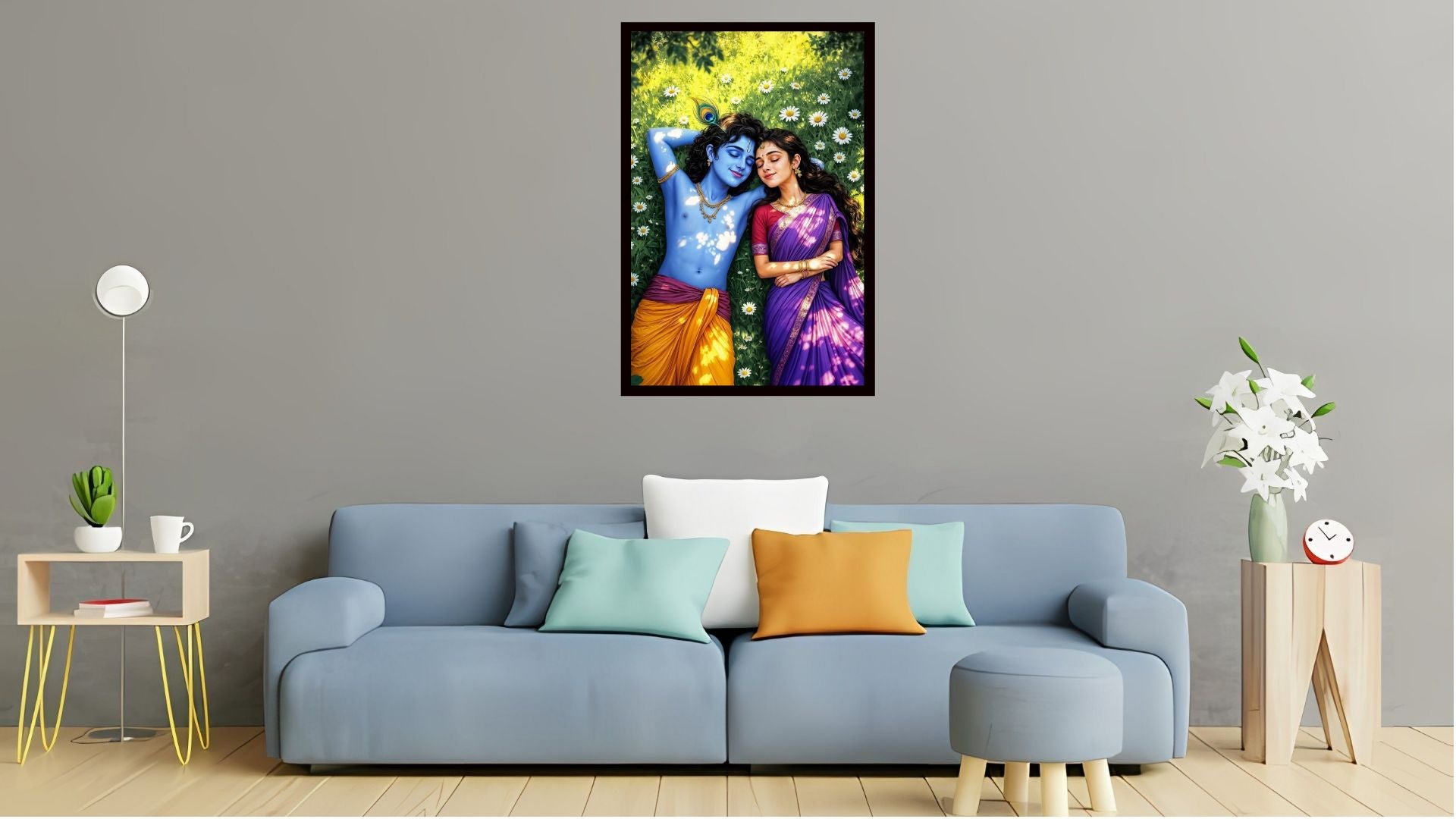 Dekozi Krishna Wall Art – Divine Portrait | Framed Canvas & Photo Print for Spiritual Home & Office Decor