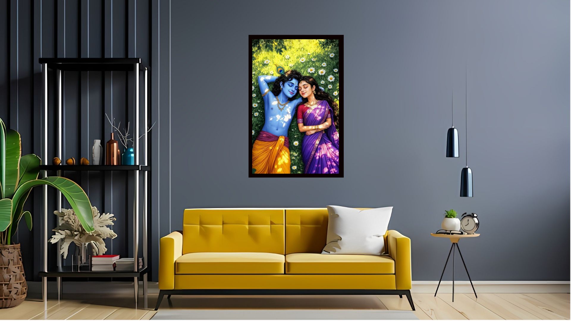 Dekozi Krishna Wall Art – Divine Portrait | Framed Canvas & Photo Print for Spiritual Home & Office Decor